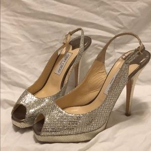 Jimmy Choo Silver Glitter Nova Pumps